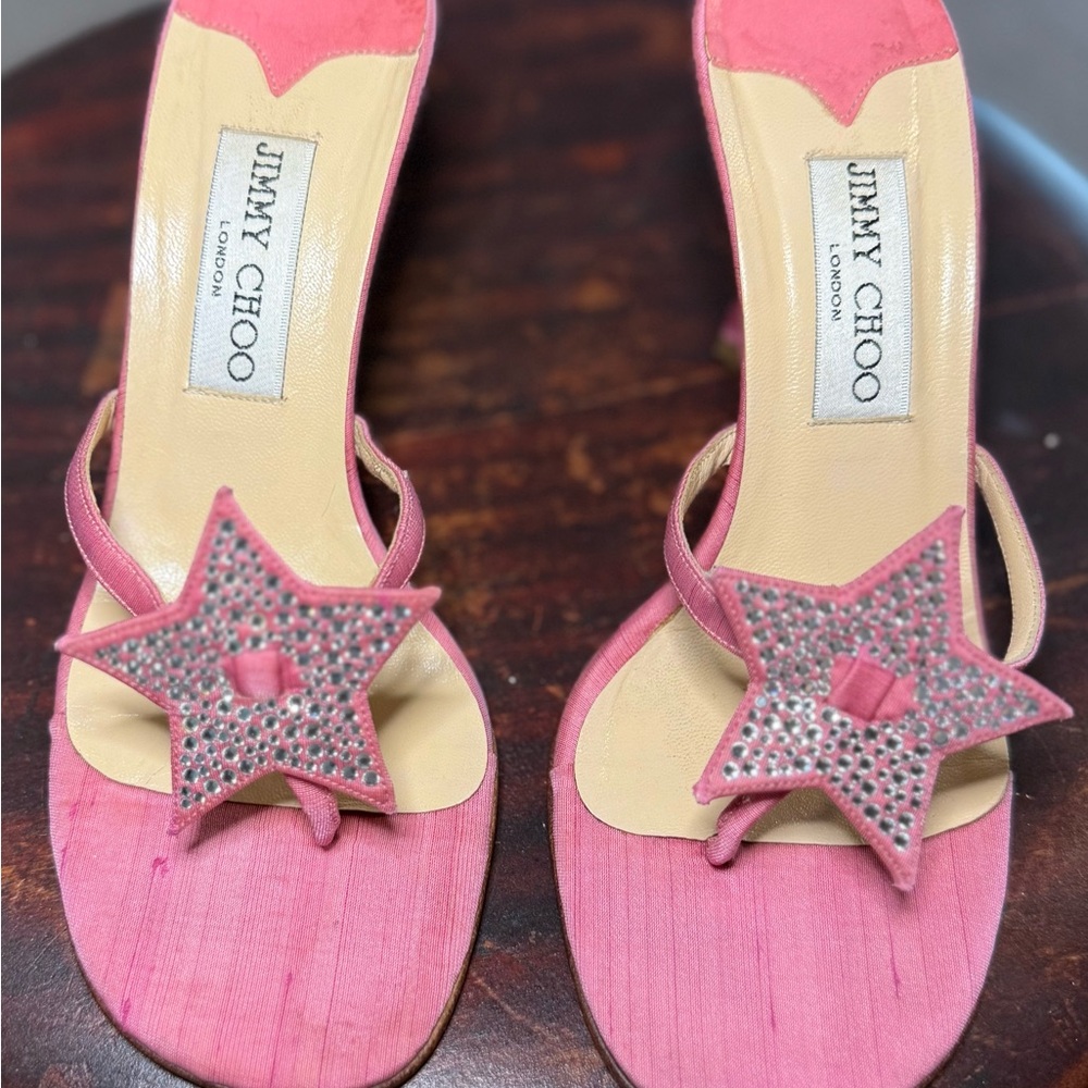 Vintage Jimmy Choo Pink Star Embellished Heels